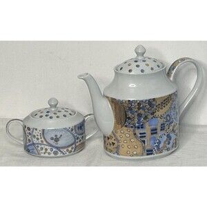 Cecile Christy Teapot Gustav Klimt 1999 Museum Musei Madrid + Sugar Bowl RARE